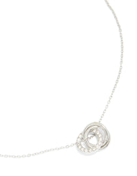 Waterproof Stainless Steel Cubic Zirconia Triple Circle Link Necklace - link has visual effect only