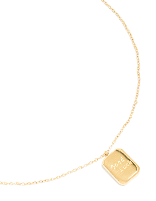 Waterproof Gold Plated Stainless Steel Good Luck Pendant Necklace