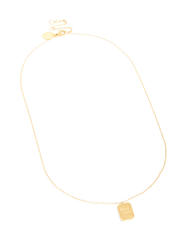 Waterproof Gold Plated Stainless Steel Good Luck Pendant Necklace