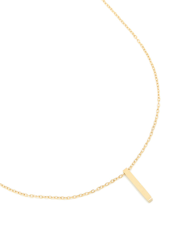 Waterproof Gold Plated Stainless Steel Pillar Engravable Pendant Necklace