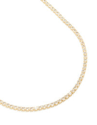 Waterproof Gold Plated Stainless Steel Cubic Zirconia Tennis Necklace - link has visual effect only