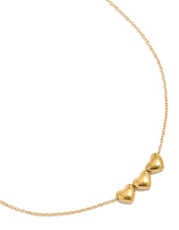 Waterproof Gold Plated Stainless Steel Chunky Heart Trio Necklace - link has visual effect only