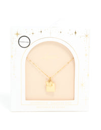 Waterproof Gold Plated Stainless Steel Square & Butterfly Pendant Necklace - link has visual effect only
