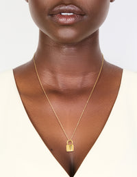 Waterproof Gold Plated Stainless Steel Lock Pendant Necklace - link has visual effect only