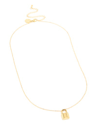 Waterproof Gold Plated Stainless Steel Lock Pendant Necklace - link has visual effect only