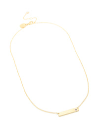 Waterproof Gold Plated Stainless Steel Cubic Zirconia Engravable Bar Necklace - link has visual effect only