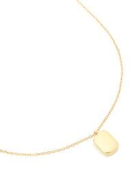 Waterproof Gold Plated Stainless Steel Round Rectangle Engravable Necklace - link has visual effect only