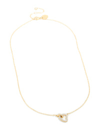 Waterproof Gold Plated Stainless Steel Cubic Zirconia Hollow Heart Necklace - link has visual effect only