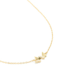 Waterproof Gold Plated Stainless Steel Cubic Zirconia Butterfly Necklace - link has visual effect only
