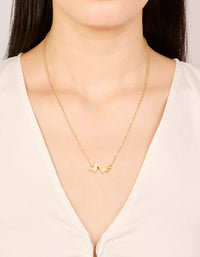 Waterproof Gold Plated Stainless Steel Cubic Zirconia Butterfly Necklace - link has visual effect only