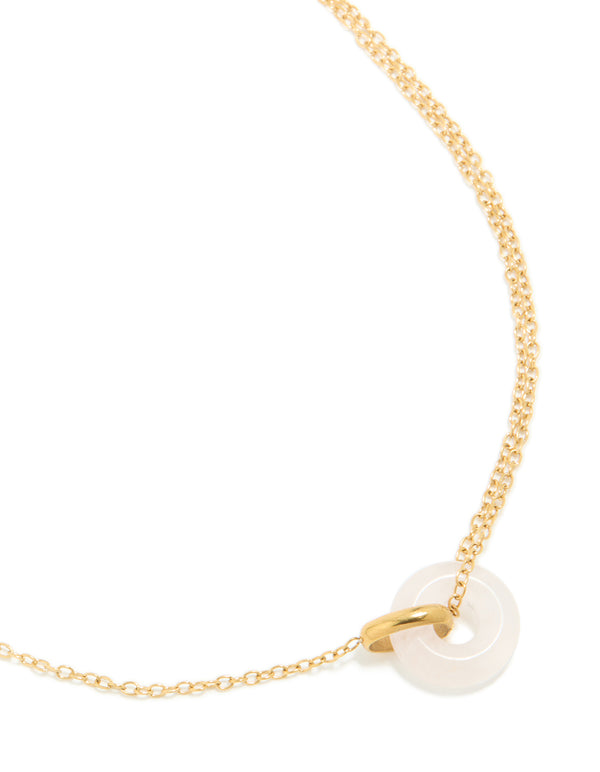 Waterproof Gold Plated Stainless Steel Acrylic Doughnut Pendant Necklace