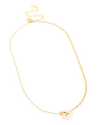 Waterproof Gold Plated Stainless Steel Acrylic Doughnut Pendant Necklace - link has visual effect only