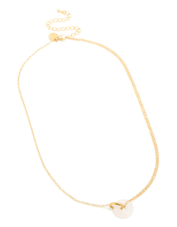 Waterproof Gold Plated Stainless Steel Acrylic Doughnut Pendant Necklace