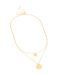 Waterproof Gold Plated Stainless Steel Disc Layered Necklace - link has visual effect only