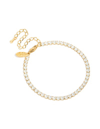 Waterproof Gold Plated Stainless Steel Cubic Zirconia Tennis Bracelet - link has visual effect only
