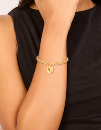 Waterproof Gold Plated Stainless Steel Chunky Heart Bracelet - link has visual effect only