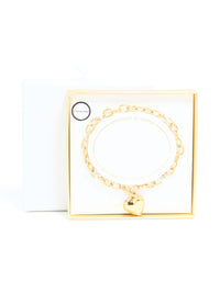 Waterproof Gold Plated Stainless Steel Chunky Heart Charm Bracelet - link has visual effect only