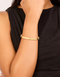 Waterproof Gold Plated Stainless Steel Cubic Zirconia Hinged Sunburst Bangle - link has visual effect only