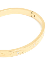 Waterproof Gold Plated Stainless Steel Evil Eye Cubic Zirconia Bangle - link has visual effect only