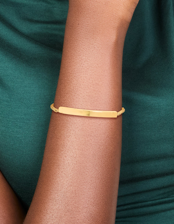 Waterproof Gold Plated Stainless Steel Twist Engravable Bar Toggle Bracelet