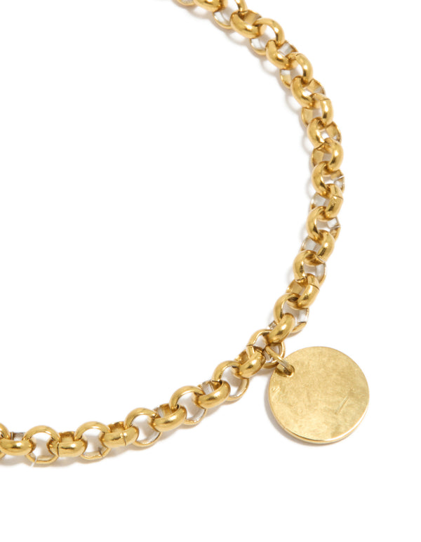 Waterproof Gold Plated Stainless Steel Disc Toggle Chain Bracelet