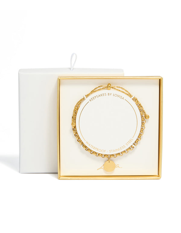Waterproof Gold Plated Stainless Steel Disc Toggle Chain Bracelet