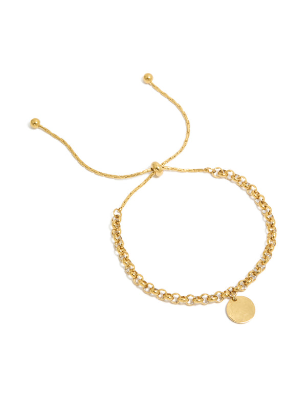 Waterproof Gold Plated Stainless Steel Disc Toggle Chain Bracelet
