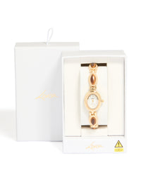 Gold Tigers Eye Semi Precious Stone Band Watch - link has visual effect only