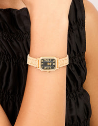 Gold Black Rectangle Roman Numeral Watch - link has visual effect only