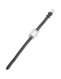 Silver Black PU Leather Mini Loop Watch - link has visual effect only