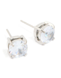 Mens Waterproof Stainless Steel Large Round Cubic Zirconia Stud Earrings - link has visual effect only