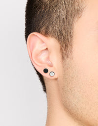Mens Waterproof Stainless Steel Black Coated Metal Mixed Flat Back Studs 2-Pack - link has visual effect only