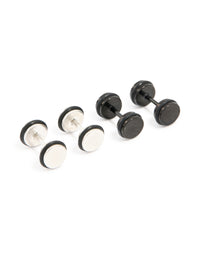 Mens Waterproof Stainless Steel Black Coated Metal Mixed Flat Back Studs 2-Pack - link has visual effect only