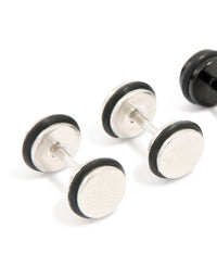 Mens Waterproof Stainless Steel Black Coated Metal Mixed Flat Back Studs 2-Pack - link has visual effect only