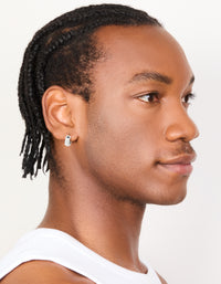 Mens Waterproof Stainless Steel Brushed Huggie Earrings - link has visual effect only