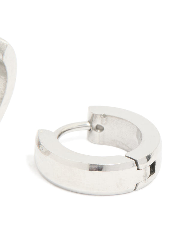 Mens Waterproof Stainless Steel Brushed Huggie Earrings