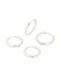 Mens Waterproof Stainless Steel Mixed Size Huggie Earrings 2 Pack - link has visual effect only