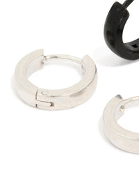 Men's Waterproof Mixed Metal Stainless Steel Huggie Earrings 2 Pack - link has visual effect only