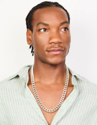 Mens Waterproof Stainless Steel Miami Cuban Link Necklace - link has visual effect only