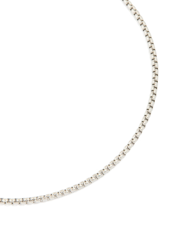 Mens Waterproof Stainless Steel Mini Box Chain Necklace