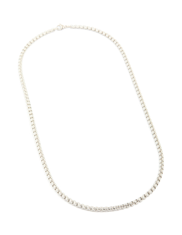 Mens Waterproof Stainless Steel Large Smooth Box Chain Necklace