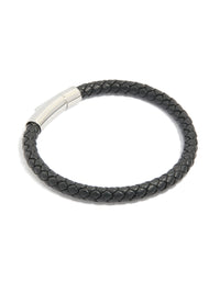 Mens Waterproof Stainless Steel Single Braided Cord Bracelet - link has visual effect only