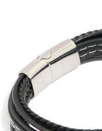 Mens Waterproof Stainless Steel Mixed Braid Detail Bracelet - link has visual effect only