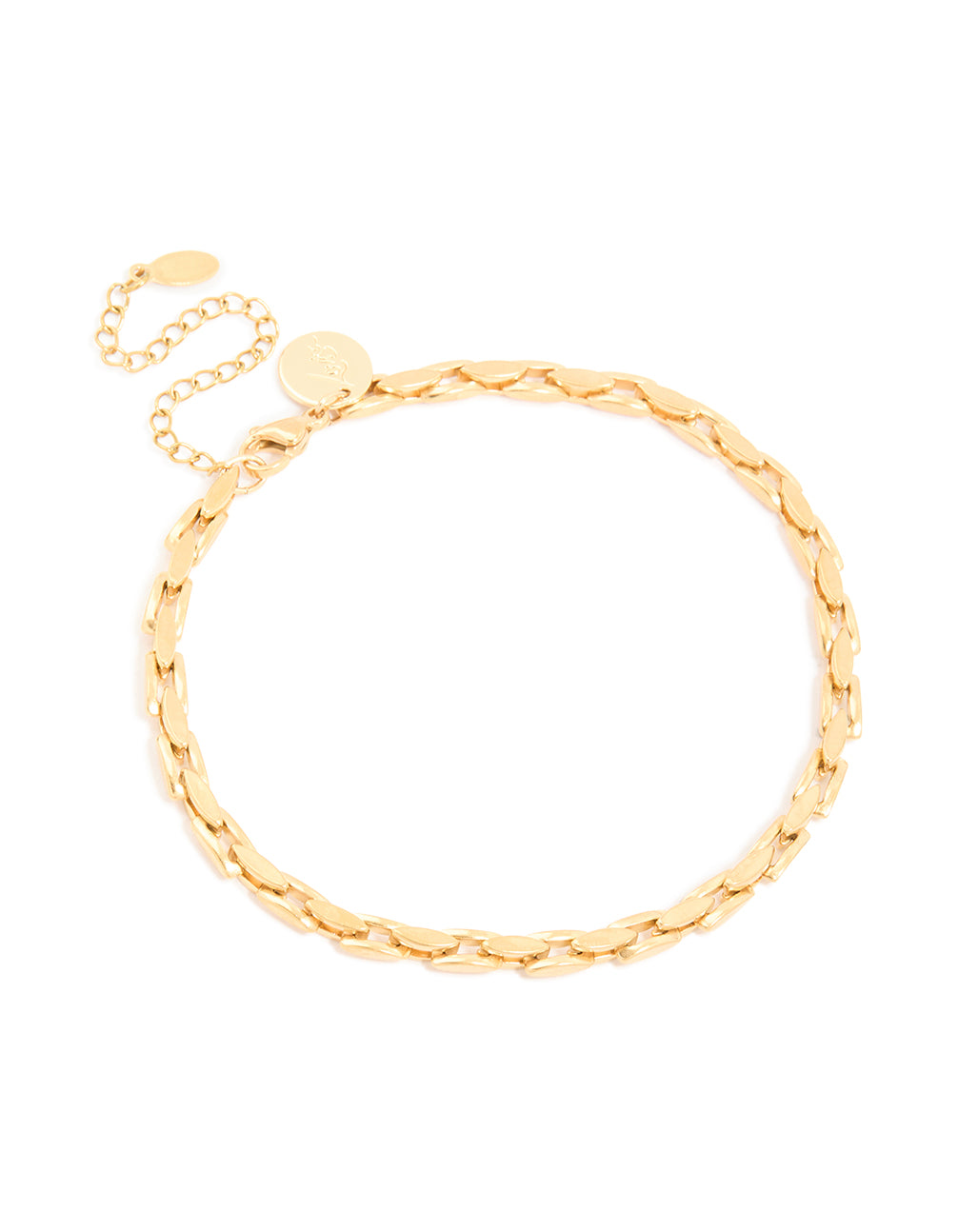 Mens Waterproof  Gold Plated Stainless Steel Detailed Chain Link Bracelet