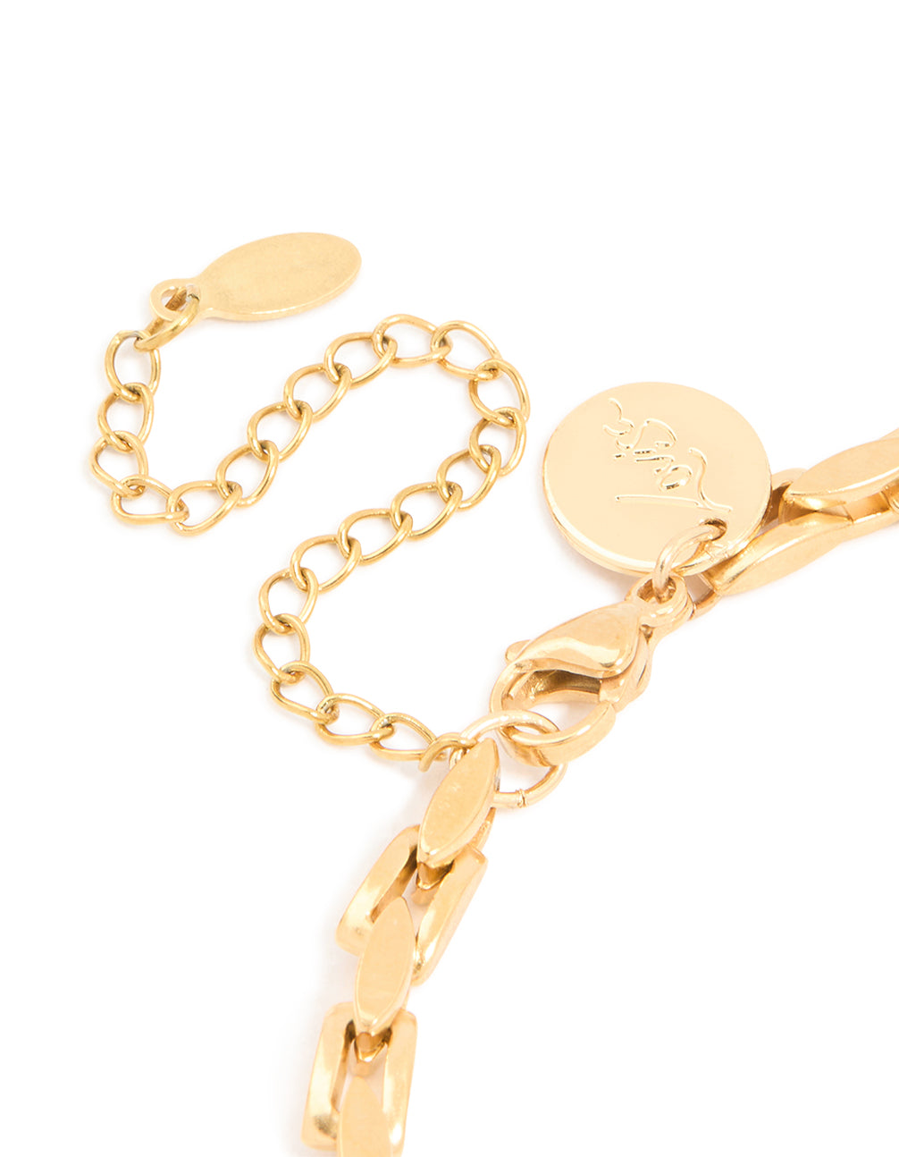 Mens Waterproof  Gold Plated Stainless Steel Detailed Chain Link Bracelet