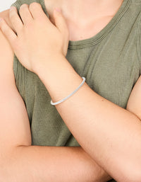 Mens Waterproof Stainless Steel Small Wire Twist Wrist Cuff - link has visual effect only