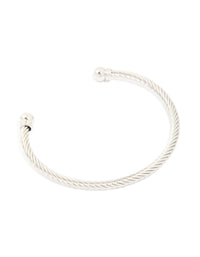 Mens Waterproof Stainless Steel Small Wire Twist Wrist Cuff - link has visual effect only