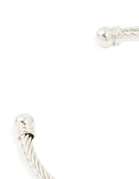 Mens Waterproof Stainless Steel Small Wire Twist Wrist Cuff - link has visual effect only