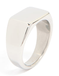 Mens Waterproof Stainless Steel Rectangle Signet Ring - link has visual effect only