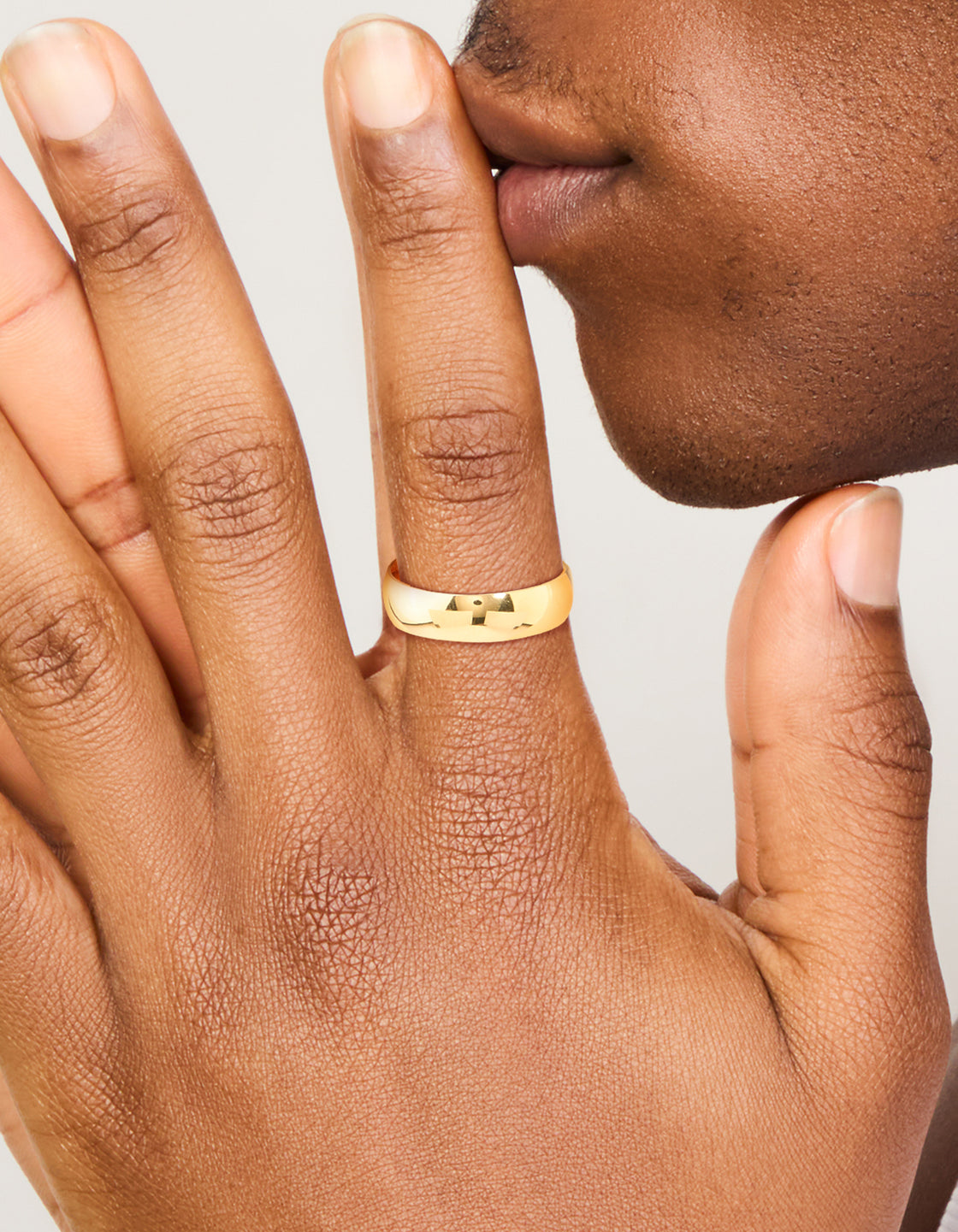 Mens Waterproof Gold Plated Stainless Steel Smooth Cigar Band Ring